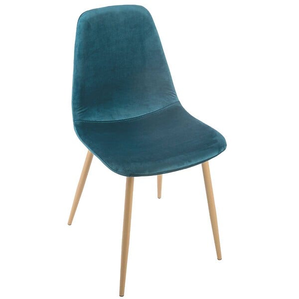ATMOSPHERA - Chaise "Roka" velours bleu canard - large