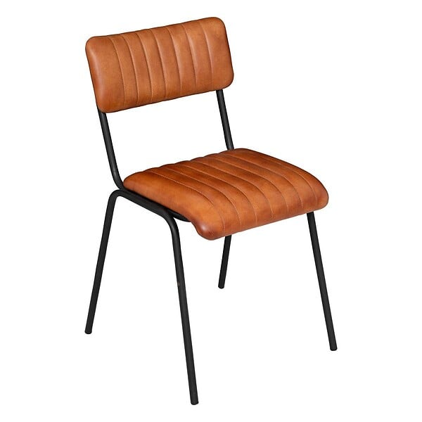 ATMOSPHERA - Chaise "Dario" métal cuir marron cognac - large