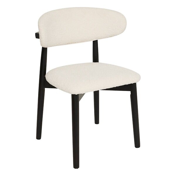 ATMOSPHERA - Lot de 2 Chaise en bois boucle "Sari" blanc pieds noirs - large