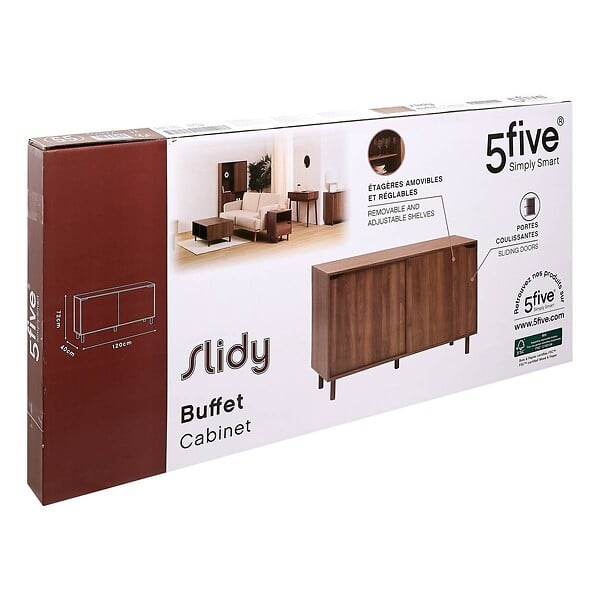 5 FIVE SIMPLY SMART - Buffet 2 portes Slidy bois foncé - large