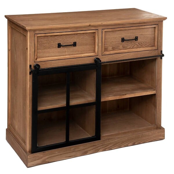 ATMOSPHERA - Buffet 1 porte "Danik" bois naturel 94x95cm - large