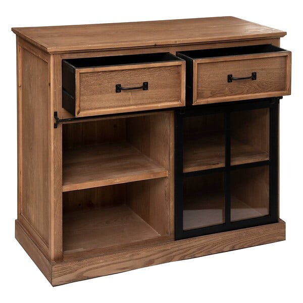 ATMOSPHERA - Buffet 1 porte "Danik" bois naturel 94x95cm - large