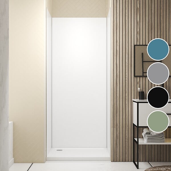 AURLANE - Pack de 3 Panneaux Muraux Aluminium Blanc 90x210 cm avec Profilés Chrome WALL'IT - large