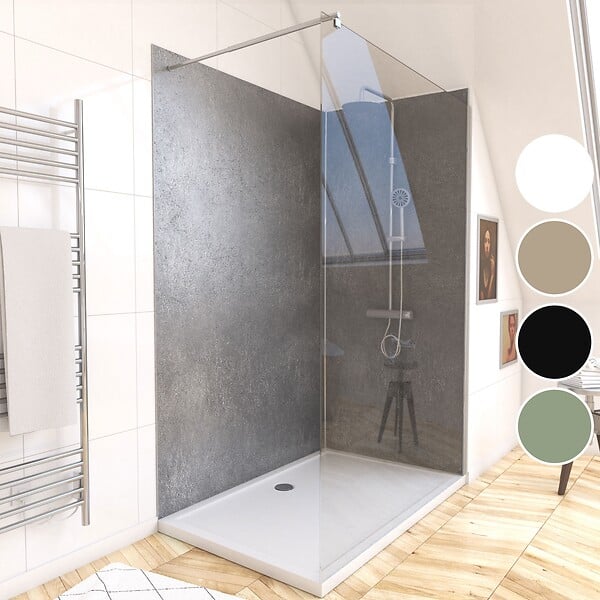 AURLANE - Pack de 2 Panneaux Muraux Pierre Silver Grey 90+120x210 cm avec Profilés ANODISE BRILLANT - STONE'IT - large