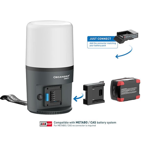 SCANGRIP LIGHTING - AREA 6 CONNECT : lampe puissante et portable jusqu'à 6000 lumens. 2 niveaux d'éclairage, autonomie 22h. Compacte, légère et étanche - large