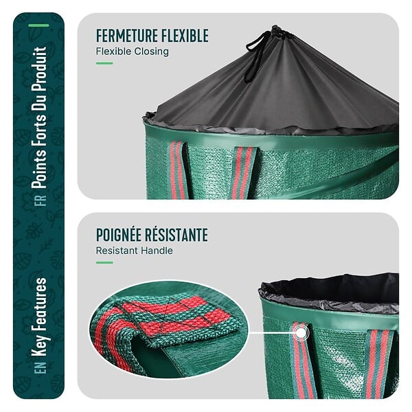 VOUNOT - Lot de 3 Sac de Jardin Pop up 100L en Polyéthylène avec Poignées - large