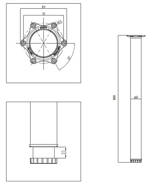CENTRALE BRICO - Pied de table TS001 820/60mm blanc brillant - réglable - large