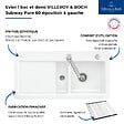 VILLEROY ET BOCH - Evier 1 bac et demi  Subway Pure 60 100 x 51 égouttoir à gauche céramique sans vidage blanc + Egouttoir déroulable - vignette