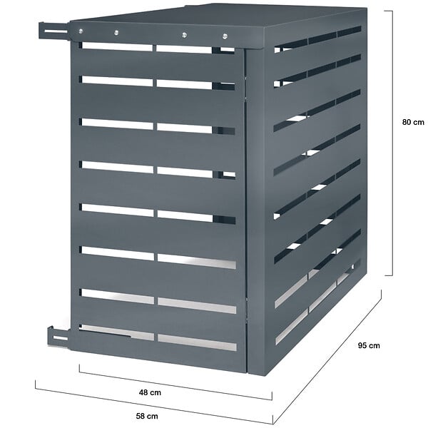 ID MARKET - Cache climatiseur métal gris anthracite protection unité extérieur 95 x 50 x 80 cm - large