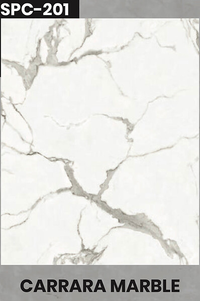 PROTOCOLE HOME - SPC Plaque décorative effet Marbre Carrara MAT 260x122 cm - Panneau mural et sol SPC-201 - large