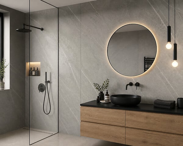 PROTOCOLE HOME - Plaque SPC Effet Marbre Gris PIETRA LIGHT - Revêtement Mural  étanche - SPC-202 - large