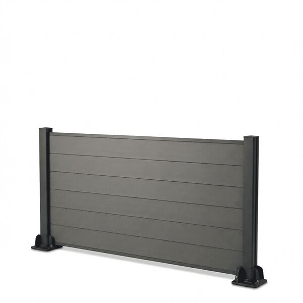 EASY CLOTURE - Kit clôture composite et aluminium sur platine L16.20m x H1m gris quartz - large