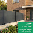 EASY CLOTURE - Kit clôture composite et aluminium sur platine L3.60m x H1m gris anthracite - vignette
