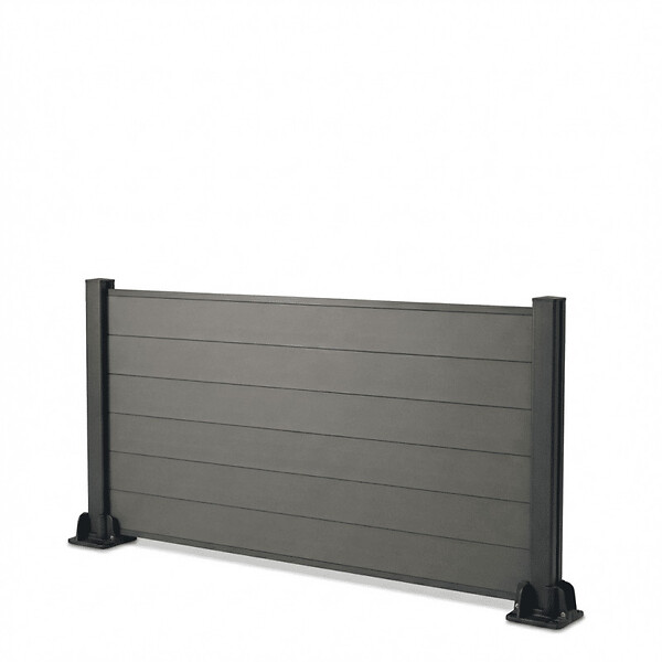 EASY CLOTURE - Kit clôture composite et aluminium sur platine L9m x H1 gris quartz - large