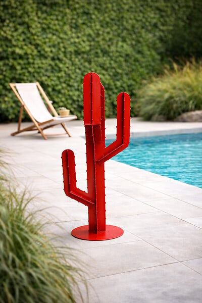 PROTOCOLE HOME - Cactus décoratif extérieur en acier 2 mm - sculpture design jardin et terrasse - large