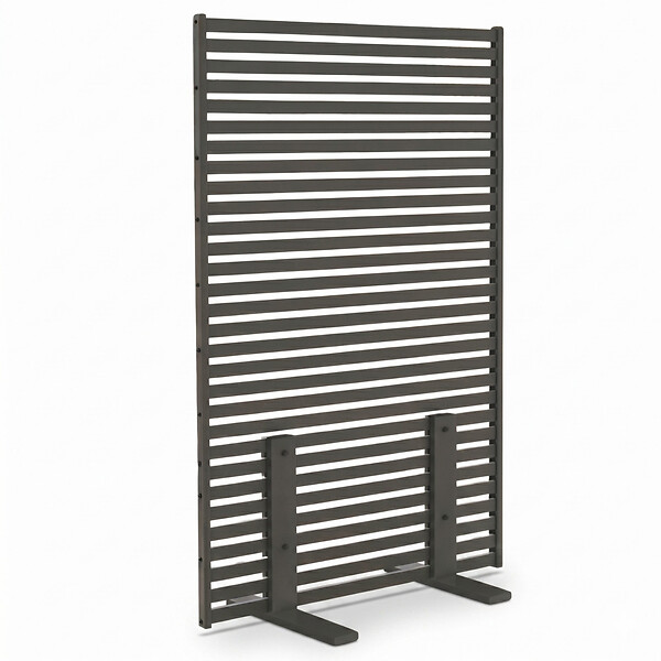ID MARKET - Paravent extérieur ajouré claustra décoratif 80 x 150 cm persiennes horizontales métal gris anthracite - large