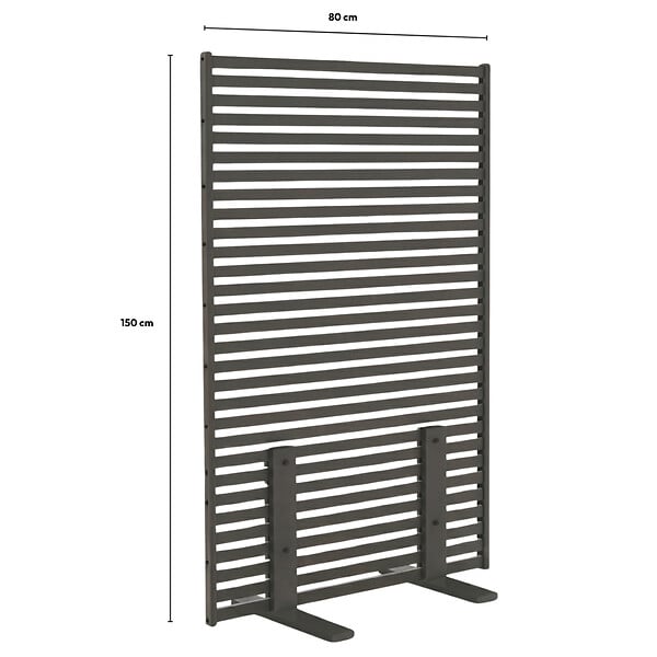 ID MARKET - Paravent extérieur ajouré claustra décoratif 80 x 150 cm persiennes horizontales métal gris anthracite - large
