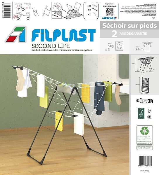 FILPLAST - Séchoir sur pieds 24m ouverture simplifiée - large