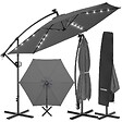 TECTAKE - Parasol a pied central pivotant 360 en polyester gris inclinable led solaire 3,5 x 3,5 m - vignette