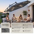 TECTAKE - Parasol a pied central pivotant 360 en polyester gris inclinable led solaire 3,5 x 3,5 m - vignette