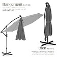 TECTAKE - Parasol a pied central pivotant 360 en polyester gris inclinable led solaire 3,5 x 3,5 m - vignette