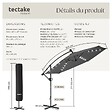 TECTAKE - Parasol a pied central pivotant 360 en polyester gris inclinable led solaire 3,5 x 3,5 m - vignette