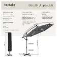 TECTAKE - parasol déporté à LED pivotant 360° en polyester solaire UV 50+ gris 3x3 m - vignette