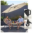 TECTAKE - Parasol à pied central pivotant 360° en polyester beige avec manivelle et toit double ventilé - vignette