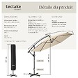 TECTAKE - Parasol à pied central pivotant 360° en polyester beige avec manivelle et toit double ventilé - vignette