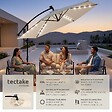 TECTAKE - Parasol à pied central déporté pivotant 360° en polyester beige led solaire 3,5x3,5 m - vignette