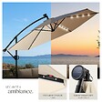 TECTAKE - Parasol à pied central déporté pivotant 360° en polyester beige led solaire 3,5x3,5 m - vignette