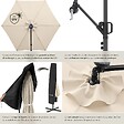 TECTAKE - Parasol à pied central déporté pivotant 360° en polyester beige led solaire 3,5x3,5 m - vignette