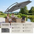 TECTAKE - Parasol à pied central pivotant 360° en acier gris grande taille 3 5 x 3 5 m toile polyester - vignette