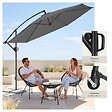 TECTAKE - Parasol à pied central pivotant 360° en acier gris grande taille 3 5 x 3 5 m toile polyester - vignette