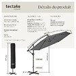 TECTAKE - Parasol à pied central pivotant 360° en acier gris grande taille 3 5 x 3 5 m toile polyester - vignette