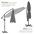 TECTAKE - Parasol à pied central pivotant 360 degrés inclinable gris double toit en polyester 3x3 m - vignette