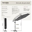 TECTAKE - Parasol à pied central pivotant 360 degrés inclinable gris double toit en polyester 3x3 m - vignette