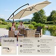 TECTAKE - Parasol à pied central déporté inclinable 360° en polyester beige 3x3 m pivotant double toit - vignette