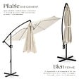 TECTAKE - Parasol à pied central déporté inclinable 360° en polyester beige 3x3 m pivotant double toit - vignette