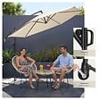 TECTAKE - Parasol à pied central déporté inclinable 360° en polyester beige 3x3 m pivotant double toit - vignette