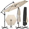 TECTAKE - Parasol Artemis LED pivotant beige solaire 3x3m UV 50+ pour jardin terrasse pied croisé - vignette