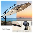 TECTAKE - Parasol Artemis LED pivotant beige solaire 3x3m UV 50+ pour jardin terrasse pied croisé - vignette