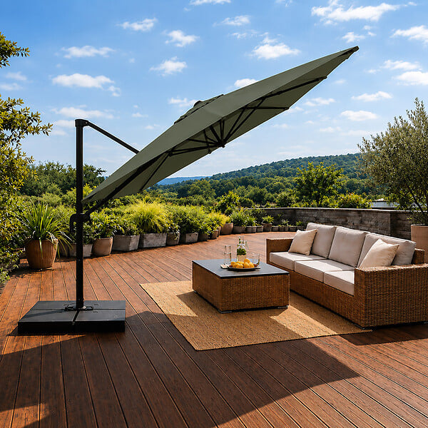 CONCEPT USINE - Parasol rectangulaire 3x4 déporté rotatif vert en aluminium CEZIR - large