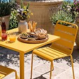 OVIALA - Ensemble table 70 cm et 2 chaises de jardin en métal jaune - Palavas - vignette