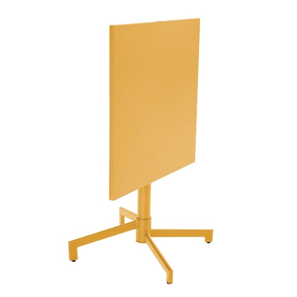 OVIALA - Ensemble table 70 cm et 2 chaises de jardin en métal jaune - Palavas - large