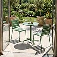 OVIALA - Ensemble table de jardin et 2 chaises en métal vert cactus - Palavas - vignette