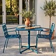 OVIALA - Ensemble table 70 cm et 2 fauteuils de jardin en métal bleu pacific - Palavas - vignette