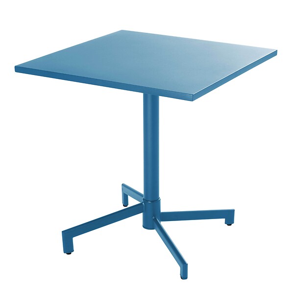 OVIALA - Ensemble table 70 cm et 2 fauteuils de jardin en métal bleu pacific - Palavas - large