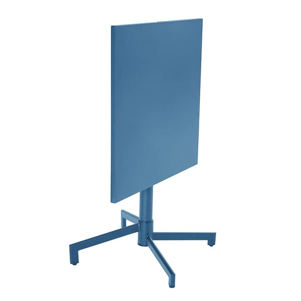 OVIALA - Ensemble table 70 cm et 2 fauteuils de jardin en métal bleu pacific - Palavas - large