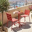 OVIALA - Ensemble table de jardin et 2 chaises en métal rouge - Palavas - vignette